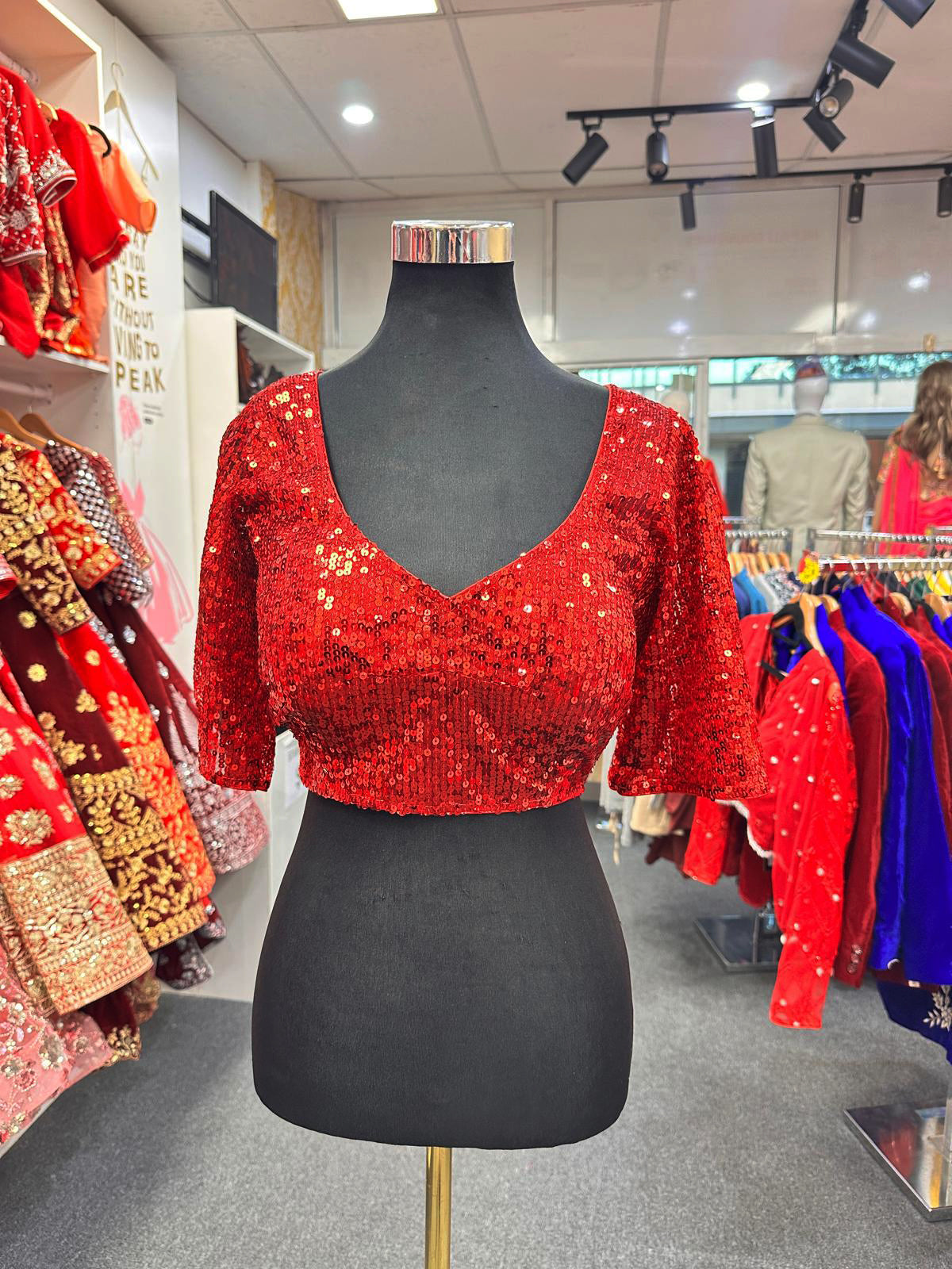 Party Wear Red Sequence Blouse